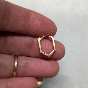 Gold Geometric Hoop Earring Septum Piercing Single Hexagon Vermeil 14k 925